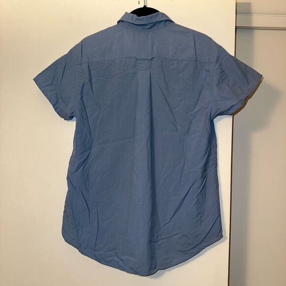 L.L. Bean Traveler Women’s Collared Button Short Sleeve Shirt Blue Small EUC - Picture 5 of 11